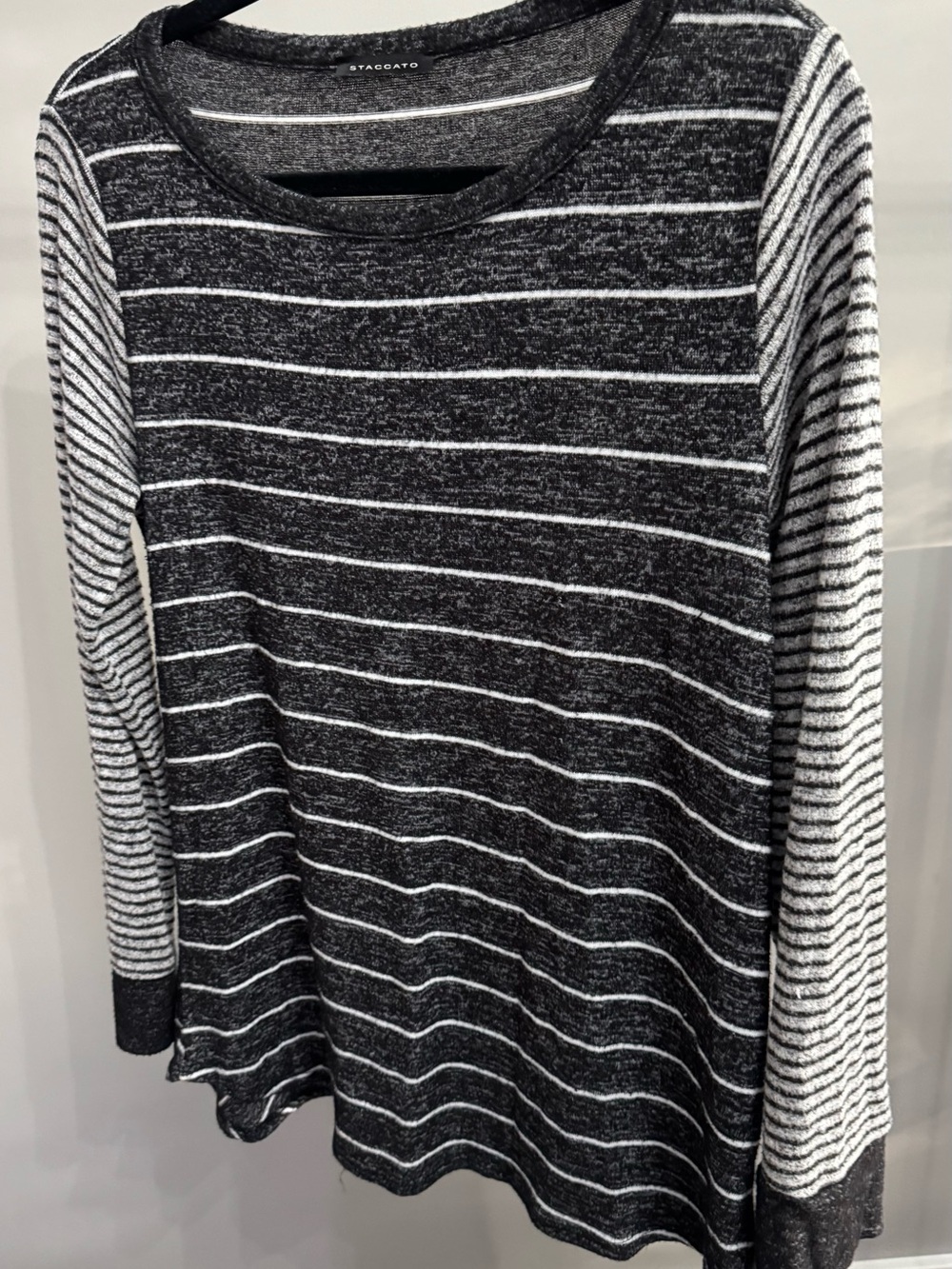 Staccato Black and White Striped Knit Top